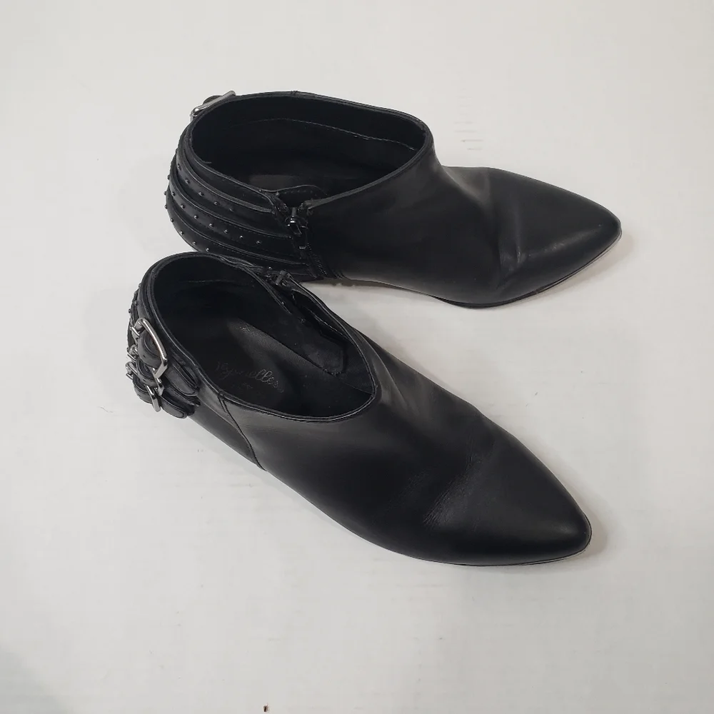 Seychelles Black Leather Pointed Toe Buckle Ankle Booties Size 6 - Picture 10 of 14